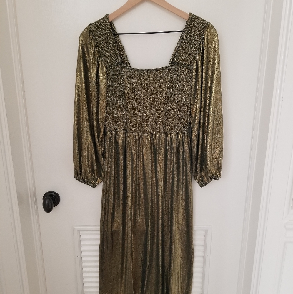 Baltic Born SugarLips Astro smocked gold midi dress small